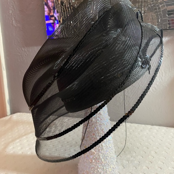 Black Tulle, Sequin and Beaded Fancy Hat - Picture 14 of 14